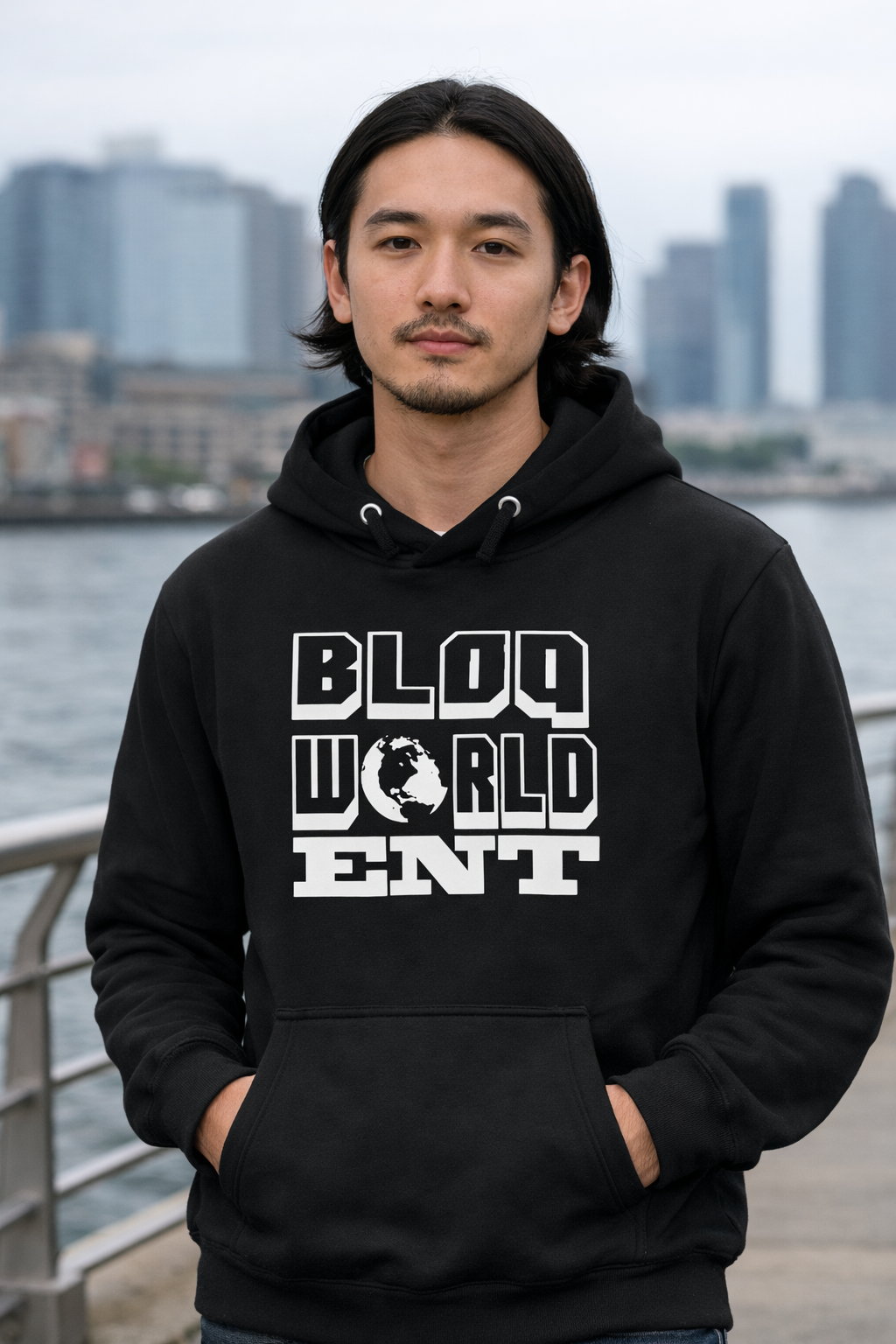 Black BloQ World ENT Hoodie – Premium Streetwear Pullover, Unisex Hip Hop Merch, Soft Fleece Fit