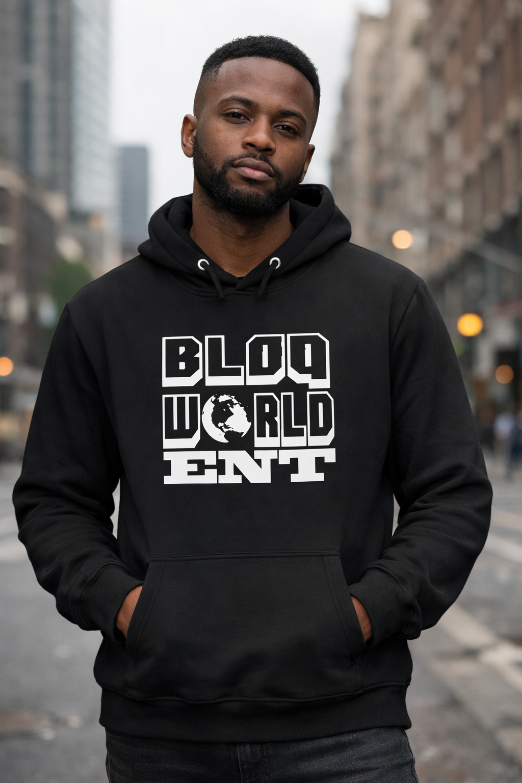 Black BloQ World ENT Hoodie – Premium Streetwear Pullover, Unisex Hip Hop Merch, Soft Fleece Fit