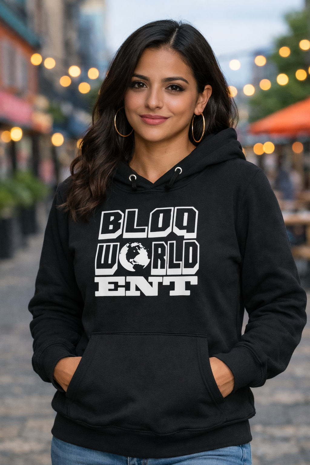 Black BloQ World ENT Hoodie – Premium Streetwear Pullover, Unisex Hip Hop Merch, Soft Fleece Fit