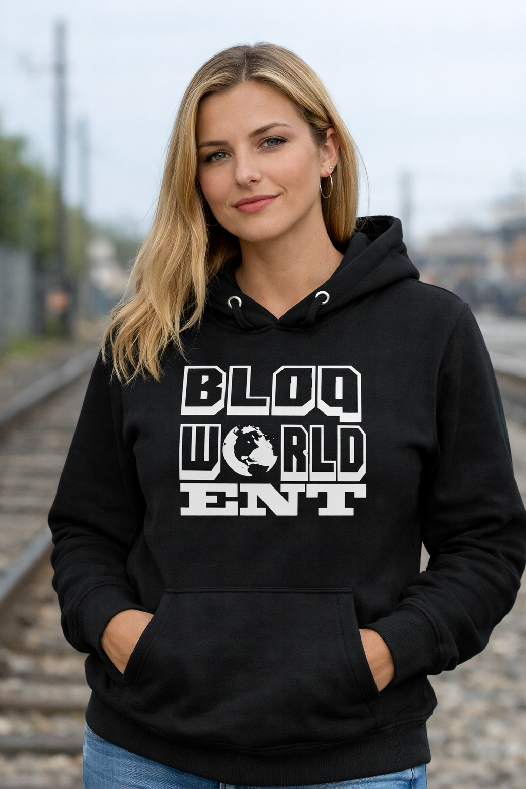 Black BloQ World ENT Hoodie – Premium Streetwear Pullover, Unisex Hip Hop Merch, Soft Fleece Fit